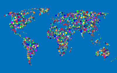 Colorful Circles World Map With Background 3 clipart