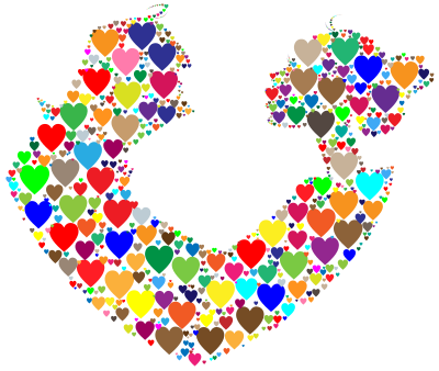 Colorful Couple Silhouette Hearts clipart