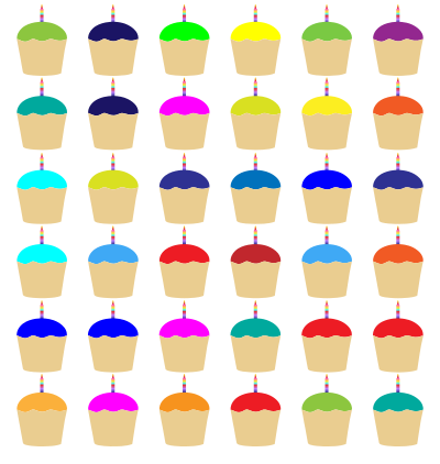 Colorful Cupcakes With Candles Pattern clipart