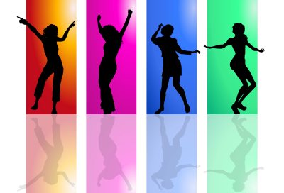 Colorful Dancing Women Silhouette clipart
