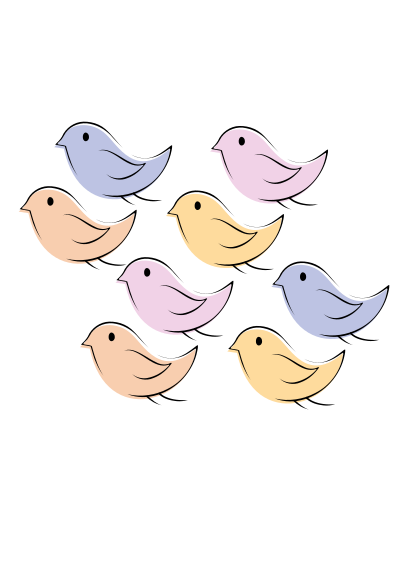 Colorful hand drawn birds illustration clipart