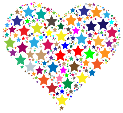 Colorful Heart Stars clipart