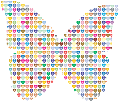 Colorful Hearts Butterfly 2 clipart