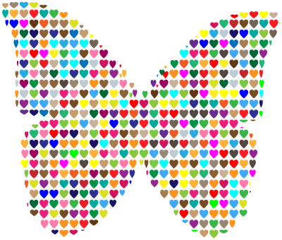 Colorful Hearts Butterfly clipart