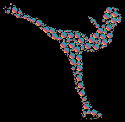 Colorful Ice Skating Woman Circles 7 With Black Background clipart