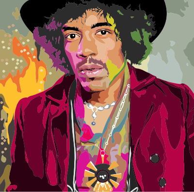 Colorful Jimi Hendrix Portrait By Heblo clipart