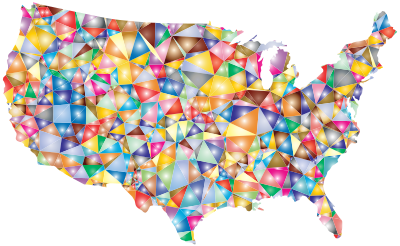 Colorful Low Poly America USA Map clipart