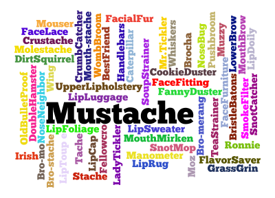 Colorful Mustache Word Cloud clipart