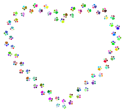 Colorful Paw Prints Heart Mark II clipart
