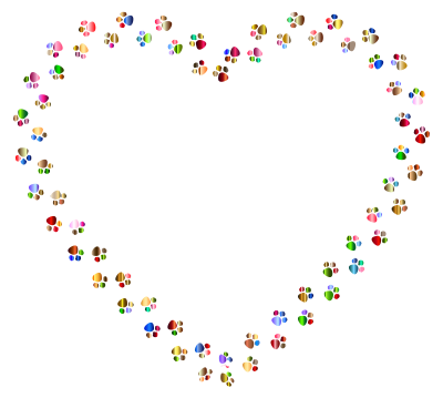 Colorful Paw Prints Heart Mark II 5 clipart