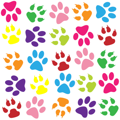 Colorful Paw Prints Pattern Background clipart