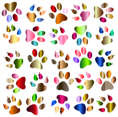 Colorful Paw Prints Pattern Background Reinvigorated No Black background clipart