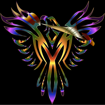 Colorful Phoenix Line Art 3 clipart