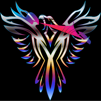 Colorful Phoenix Line Art 8 clipart
