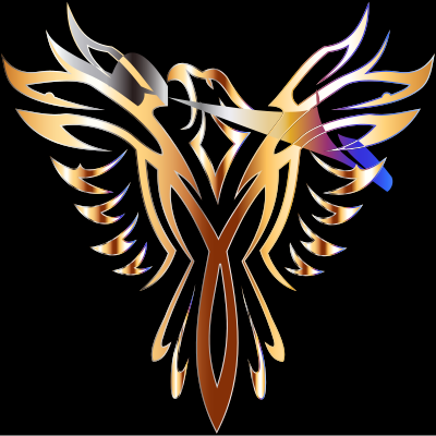 Colorful Phoenix Line Art 9 clipart