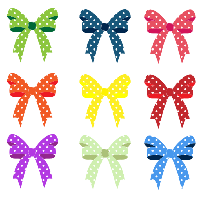 Colorful Ribbons And Bows Polka Dots clipart