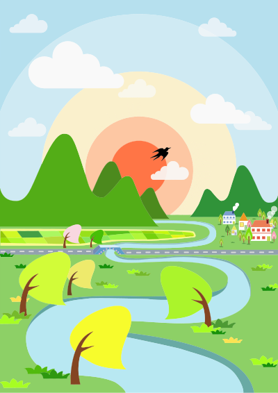 Colorful Rural Landscape clipart