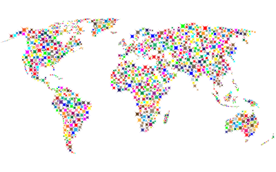 Colorful Starbursts World Map clipart