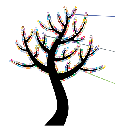 Colorful Valentine Hearts Tree 3 clipart