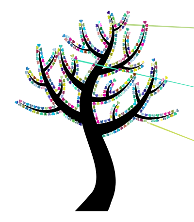 Colorful Valentine Hearts Tree 6 clipart