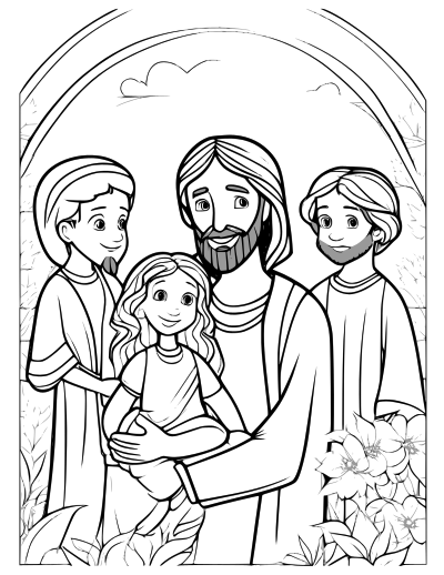 Coloring Page A.I. Jesus Blesses the Children 2 clipart