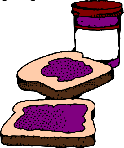Colorized Peanut butter and jelly sandwich clipart