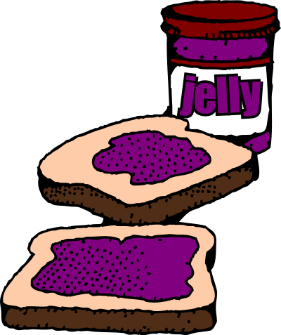 Colorized Peanut butter and jelly sandwich with label clipart
