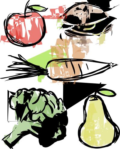 Colour food scribbles remix clipart