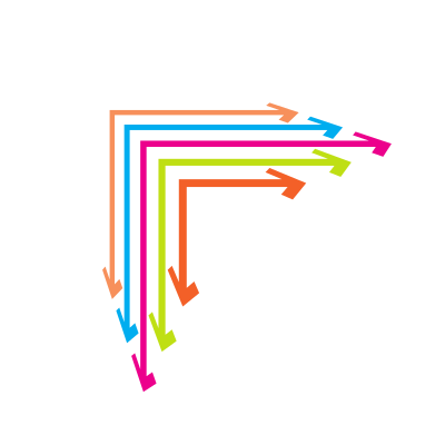 Coloured arrows 90 degrees clipart
