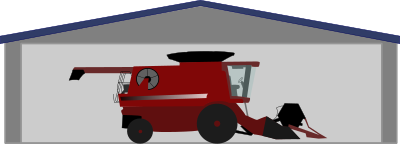 Combine harvester in shed clipart