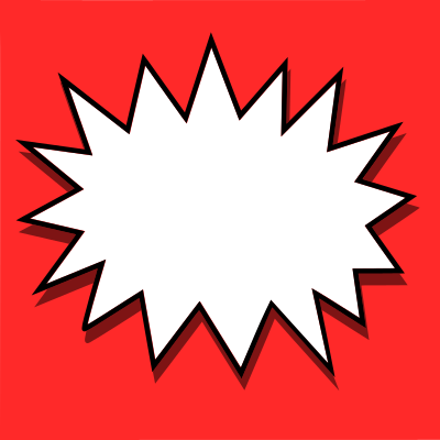 Comic action bubble on red clipart