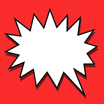 Comic book speech bubble on red dots clipart