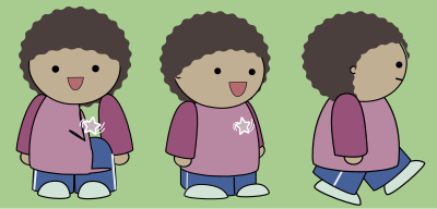 Comic character from 3 angles clipart
