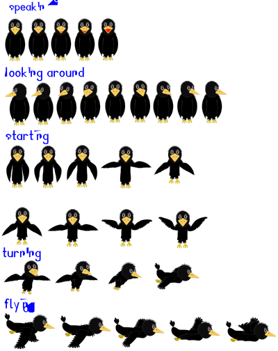 Comic crow animation clipart