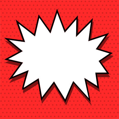 Comic sound effect box on red dots clipart