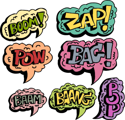 Comic sound effects - Colour clipart