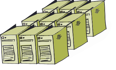 Comic-style servers clipart