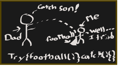 Computer Science Joke: Father and Son try catch clipart