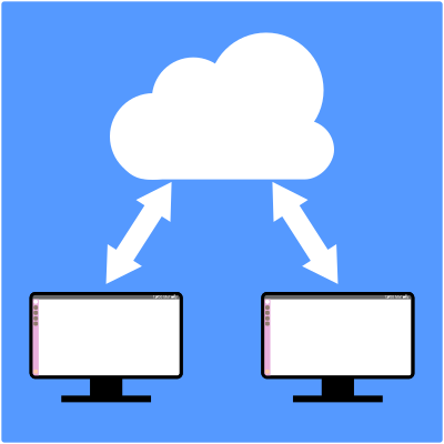 Computers sharing with cloud clipart
