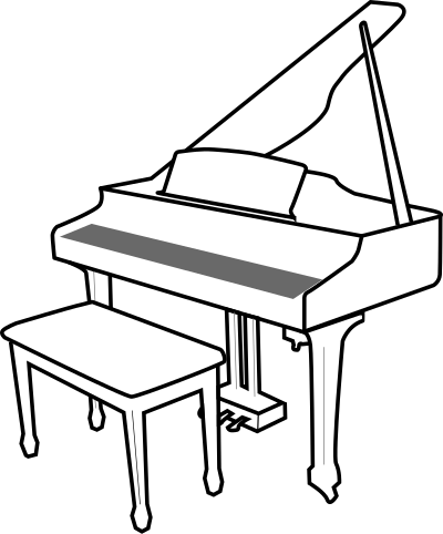 Concert Piano + chair sketch clipart