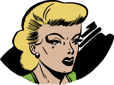 Crying retro woman clipart