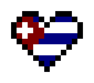 Cuba Flag in Heart Shape Pixel Art clipart