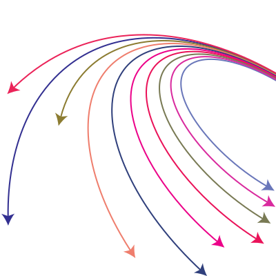 Curved lines with arrowheads clipart