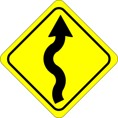 Curves ahead sign clipart