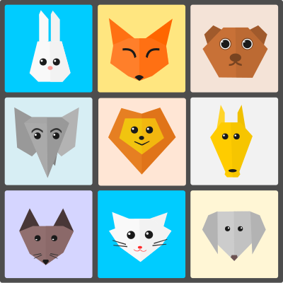 Cute Animals Flat Origami Style clipart