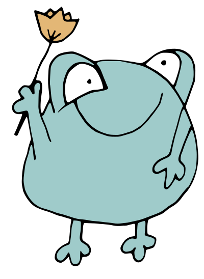 Cute Frog With Flower clipart