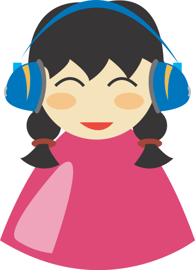 Cute girl with headphone clipart