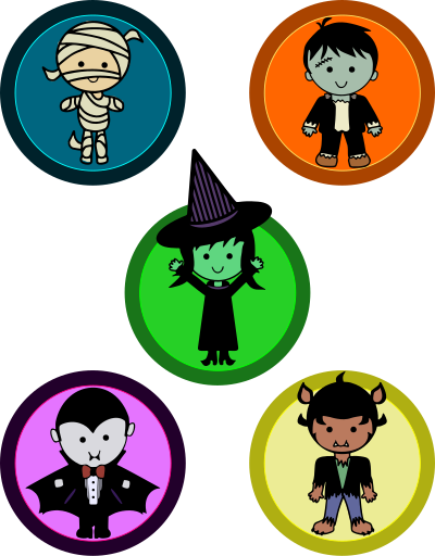 Cute Halloween Monster Badges clipart