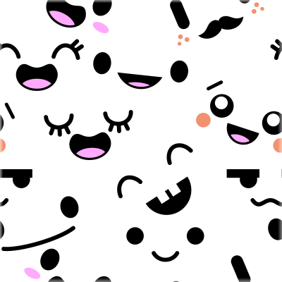 Cute Japanese Anime Smiley Faces Tiling Pattern Background clipart