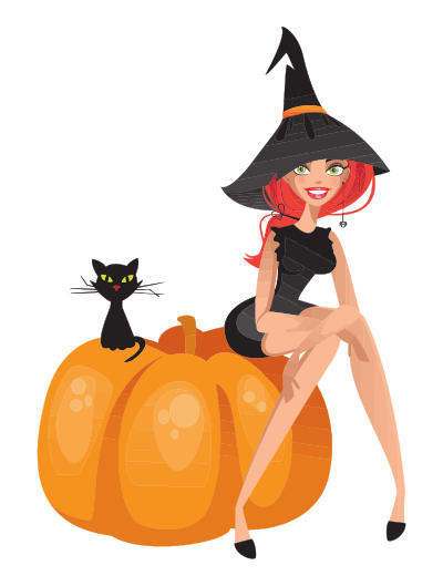 Cute Witch Sitting On Pumpkin clipart